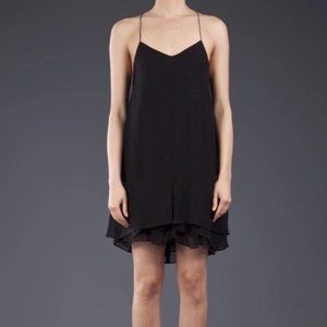 New Theyskens' Theory Dinch silk v-neck layered criss cross back slip mini dress